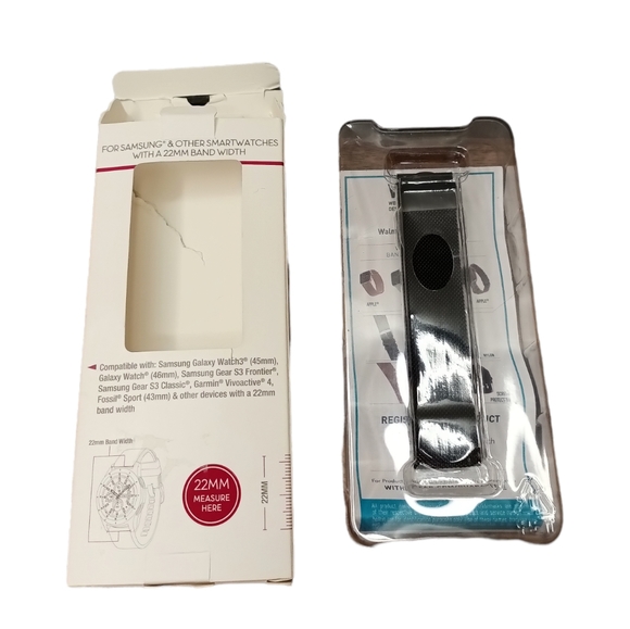 🌸WITHit Black Stainless Steel Mesh Band for 22mm Samsung Universal Smartwatch - Picture 4 of 7